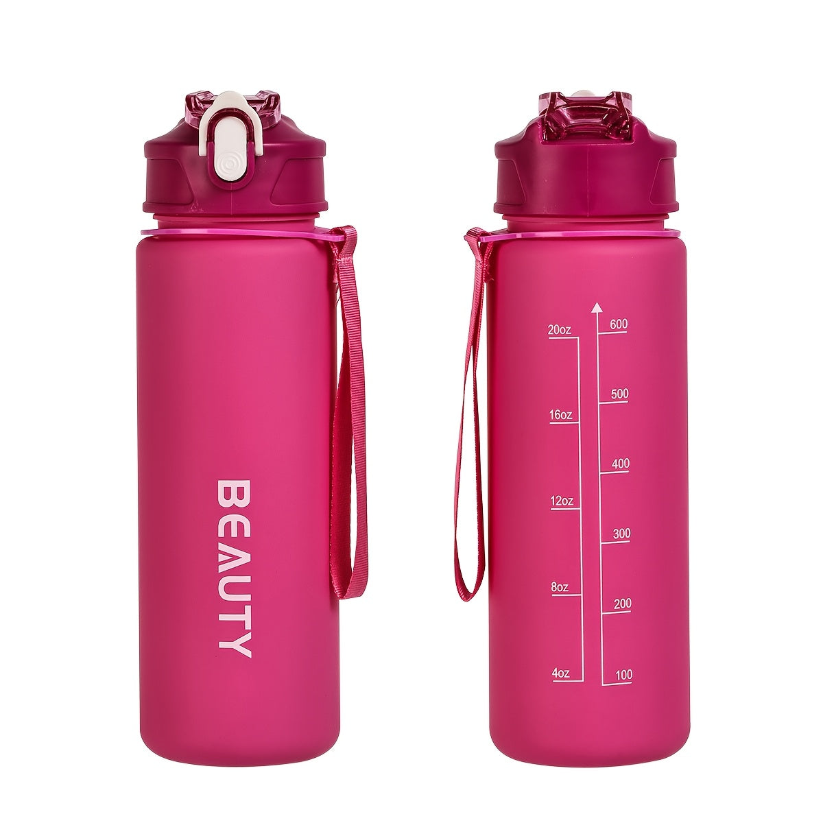 Frosted Plastic Water Bottle with Scale for Outdoor Sports and Office Use