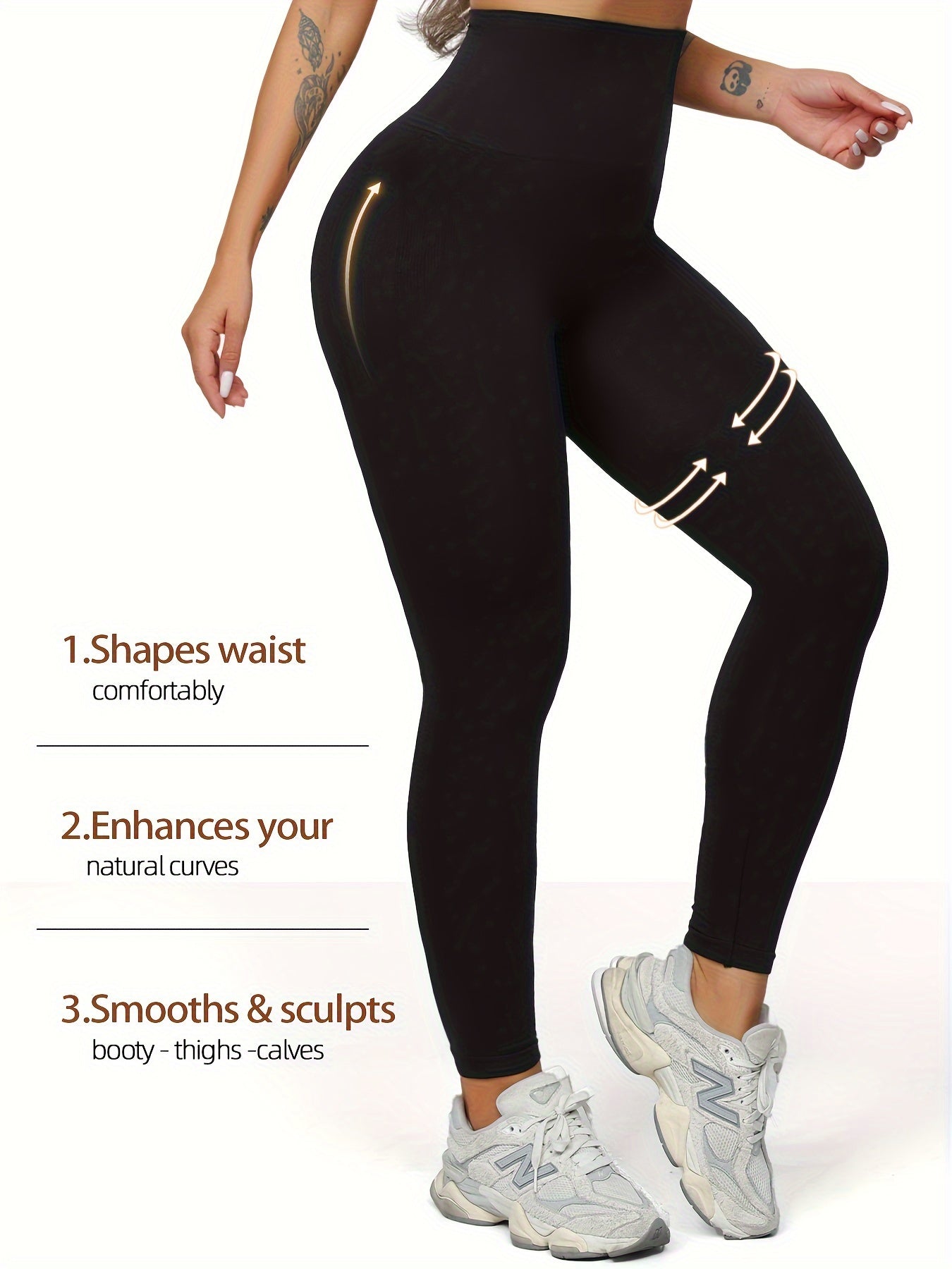 Women's High-Waist Yoga Leggings Tummy Control Butt Lift Solid Nylon Blend All-Season
