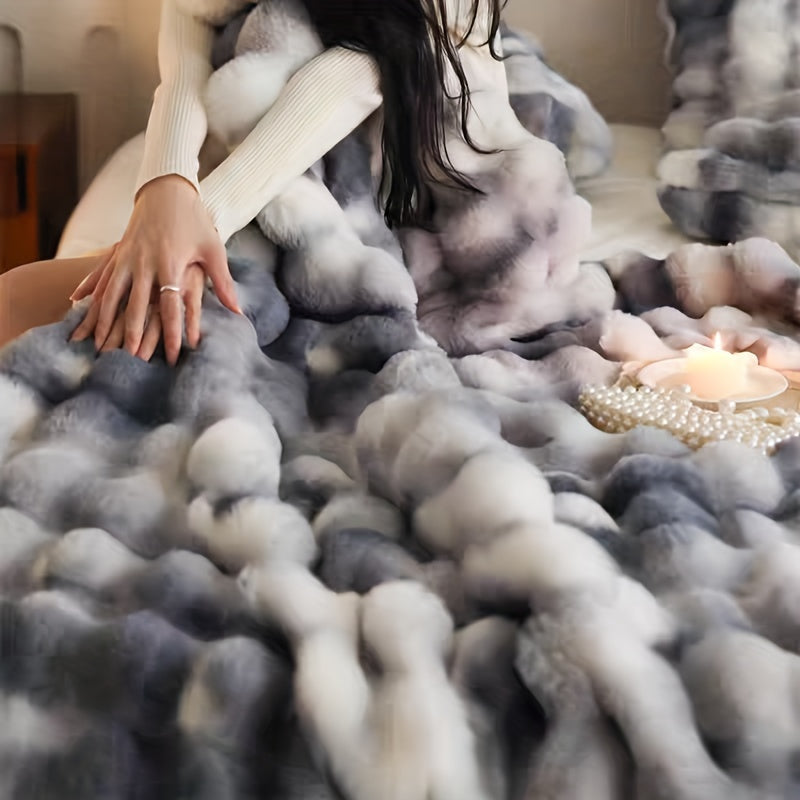 Faux Fur Blanket Soft Warm All-Season for Bedroom Office Travel and Home Decor