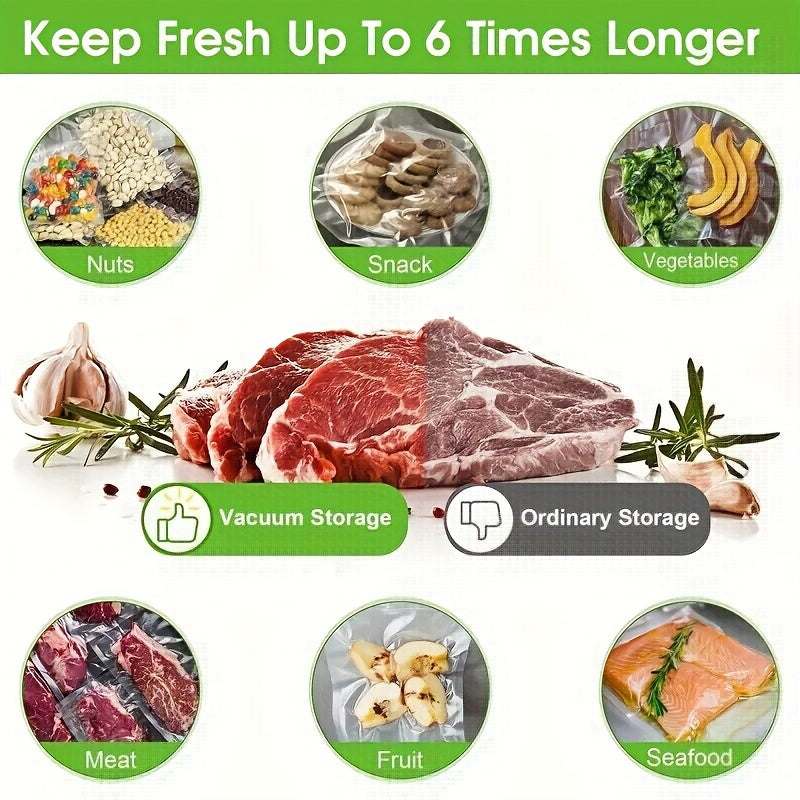 Set of Three 5-Meter Food Storage Vacuum Seal Bags BPA-Free Durable Tear-Resistant Oxidation Odor Protection