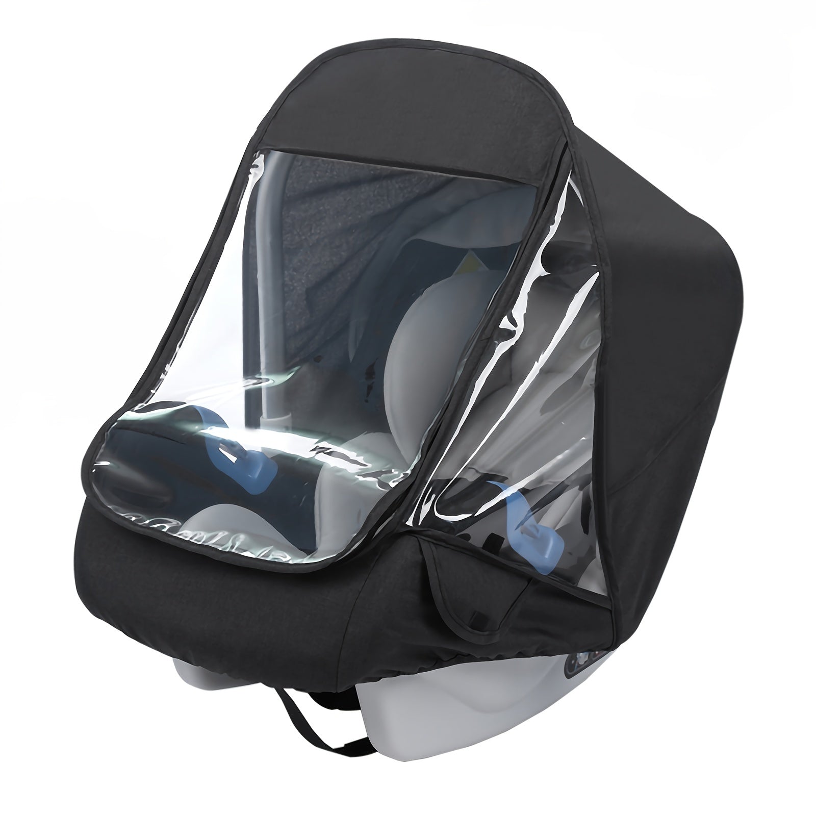 Kids Stroller Rain Cover Waterproof EVA Material with Storage Basket and Sun Protection