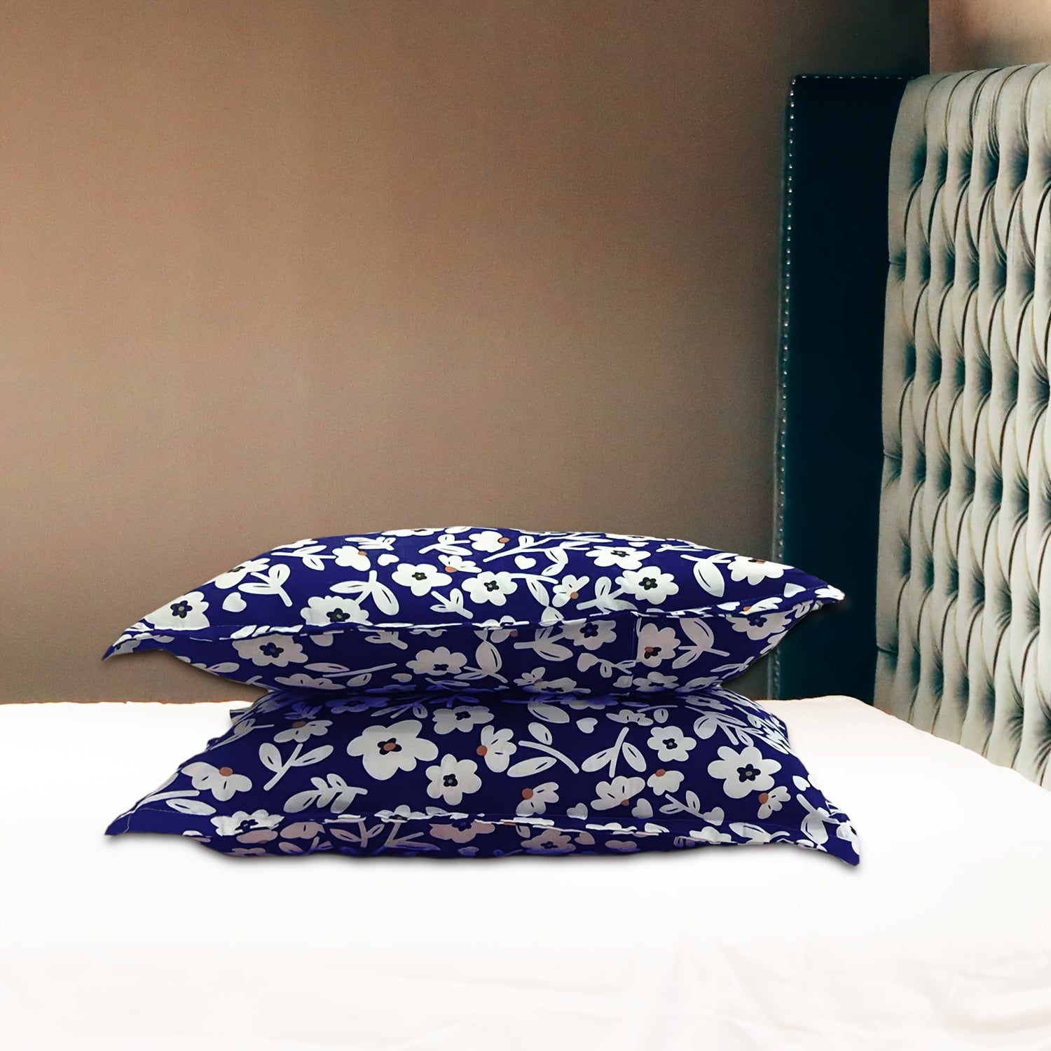 Floral Satin Pillowcases Standard Size Decorative Pillow Covers Soft Polyester