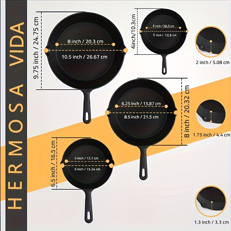 4 ta Qozonli Temir Qozonlar to'plami, Qoplamasi Qaytmas va Yog'och Spatula bilan, Tasodifiy Rangli Qo'lqop bilan birga keladi, O'lchamlari 14sm, 16sm, 20sm, 26sm - Har qanday oshpaz uchun zarur oshxona asboblari