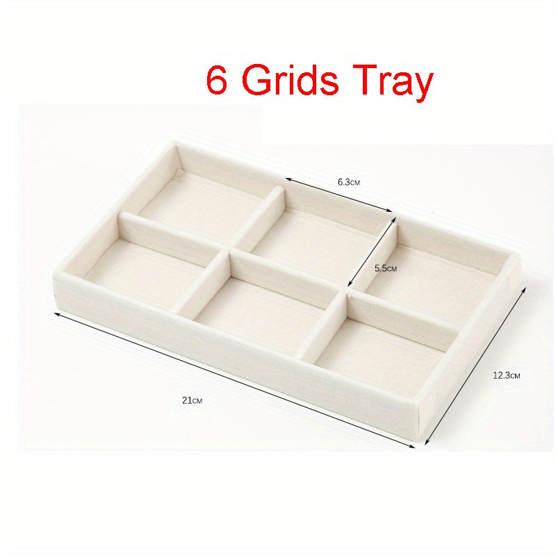 Bandeja organizadora de joyas de terciopelo para pendientes, anillos y collares