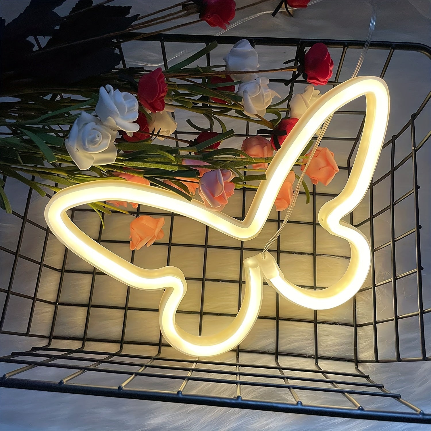 LED Butterfly Neon Sign Light for Bedroom Girls Room Decoration USB Battery Operated