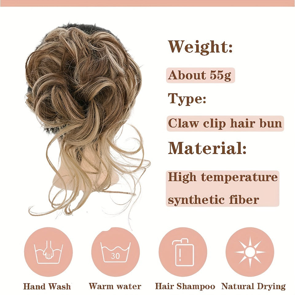 Women's Synthetic Hair Bun Claw Clip for Updos and Styling