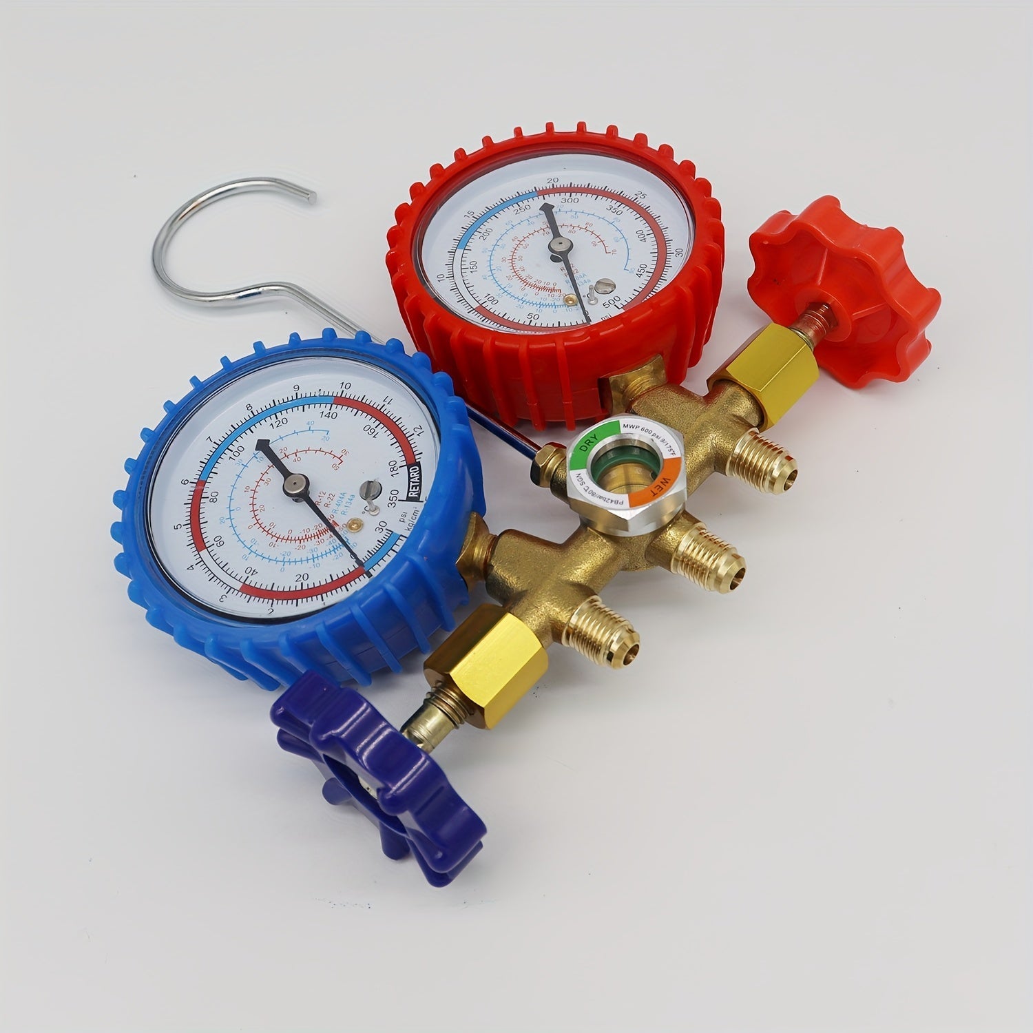Manifold Gauge Set with Hose and Hook for Air Conditioning Refrigerant R404A R12 R22 R134A