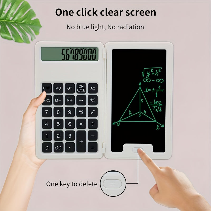 12-Digit LCD Scientific Calculator Foldable Design Stylus Battery-Powered for Students Teachers Engineers