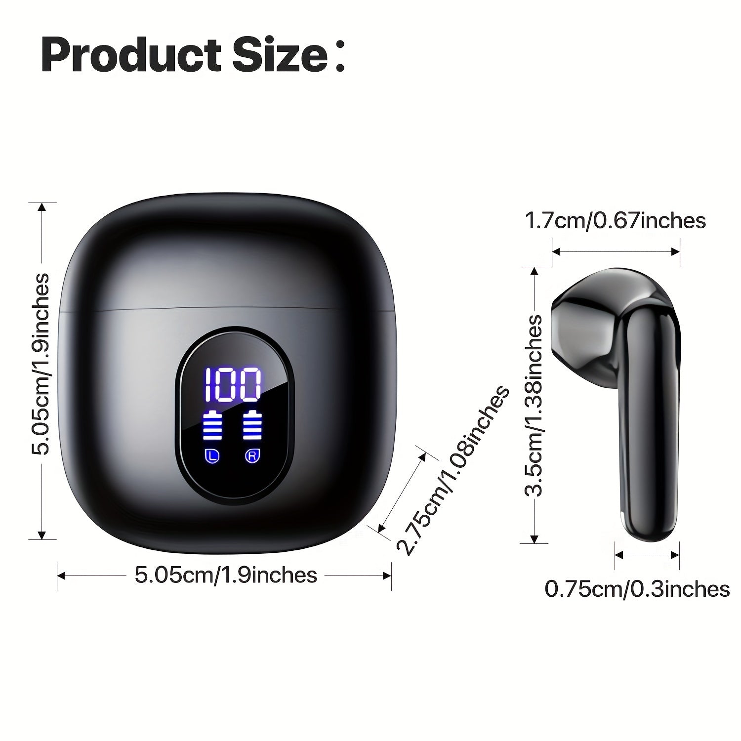 Simsiz 5.3 quloqchinlar: 25 soat o‘ynash vaqti, stereo ovoz, kuchaytirilgan bass, 4 ta ENC mikrofon, LED displey, shovqinni bekor qilish, sport uchun ideal, Android/iOS bilan mos keladi.