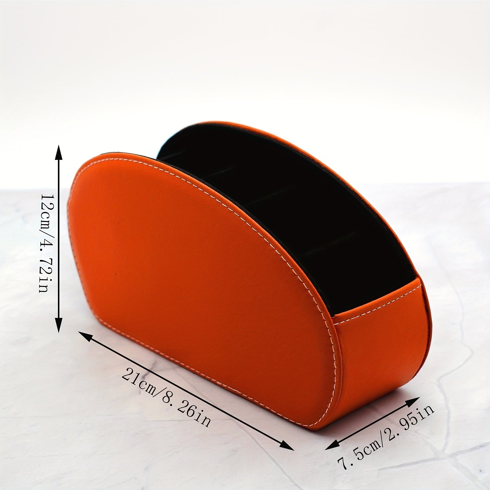 Remote Control Organizer Storage Box with 5 Compartments for Makeup Brushes Pens and Desktop Items PU Leather