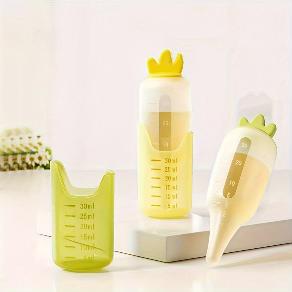 High-Capacity Silicone Liquid Medicine Dispenser for Kids Orange Green Yellow