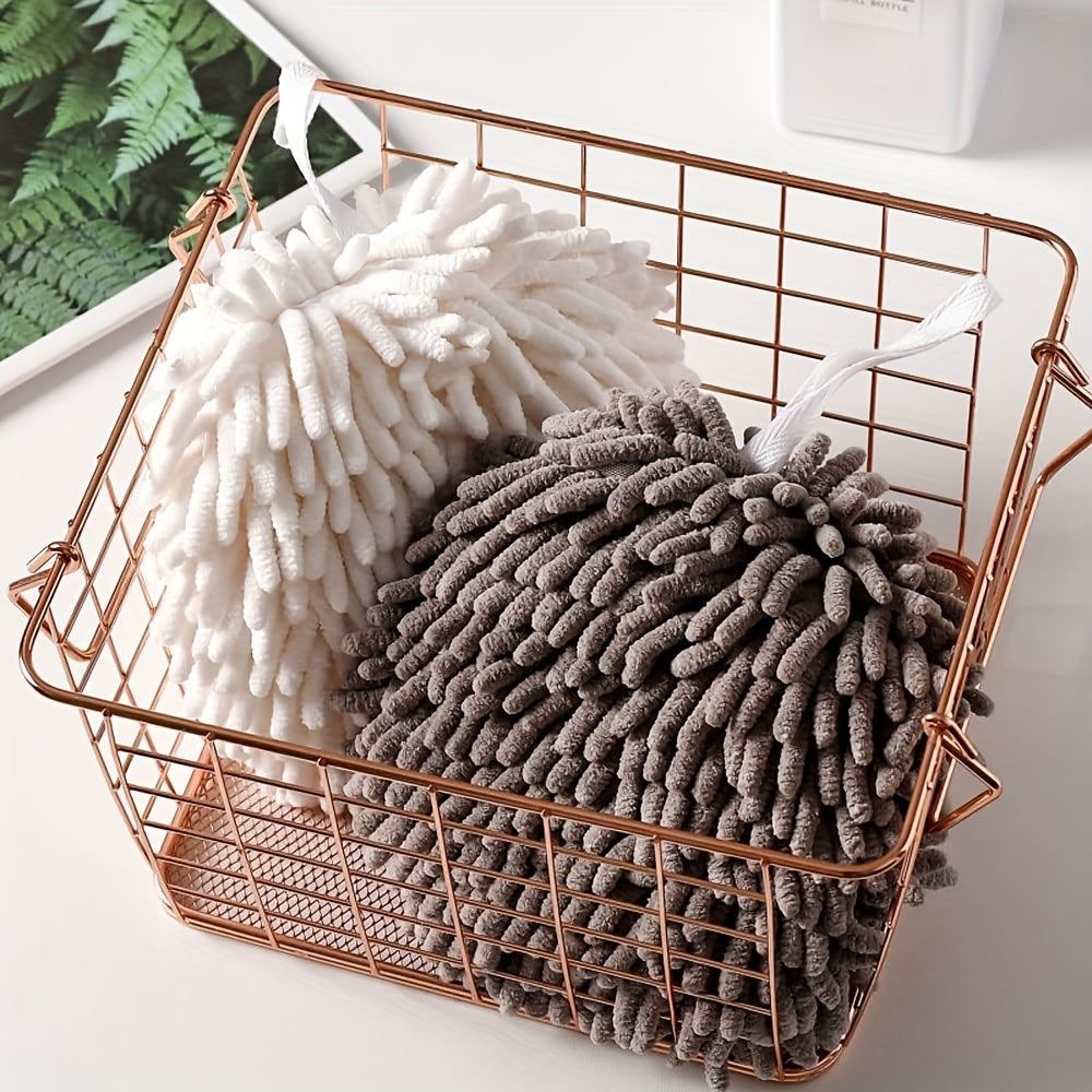 Two-Piece Chenille Hand Towels Absorbent Quick-Dry Kitchen Bathroom Cloths