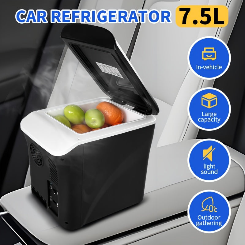 Sayohat va lager uchun portativ avtomobil muzlatgich sovutgich va issiqlik, qora