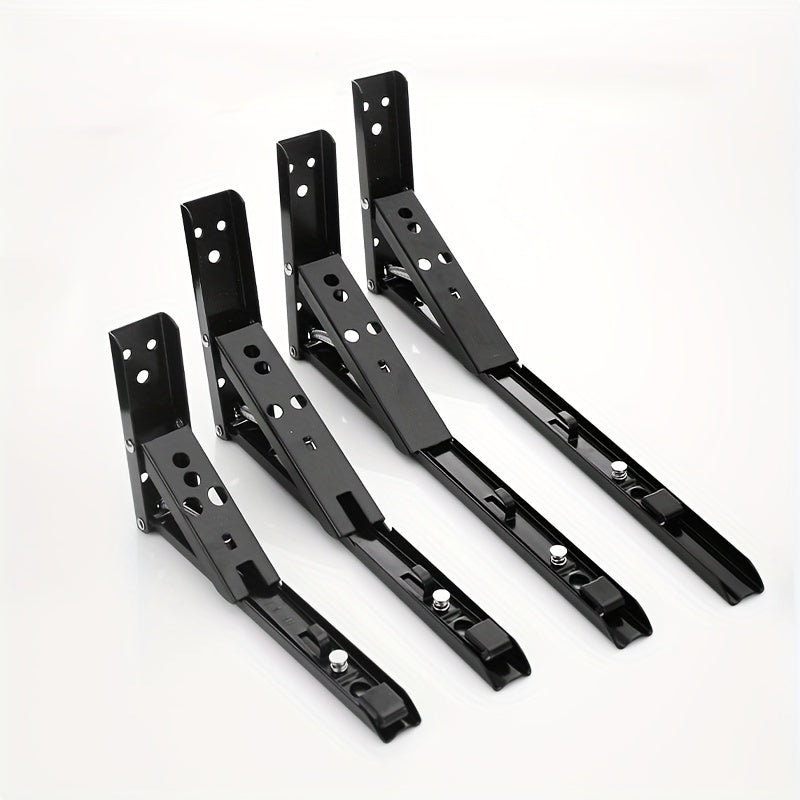 2pcs Stainless Steel Folding Shelf Brackets Space-Saving Triangle Supports for DIY Floating Shelves