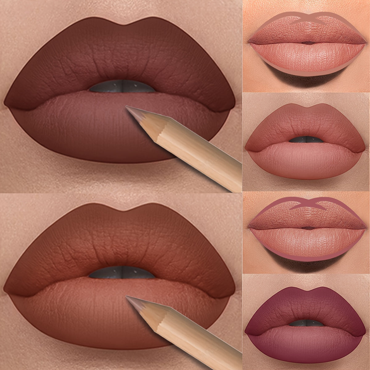 Women Velvet Matte Lip Liner Set 18 Colors Long-Lasting Hydrating