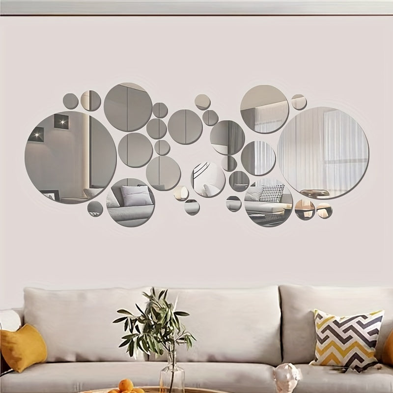 33pcs 3D Acrylic Mirror Wall Stickers Removable Self-Adhesive Home Decor