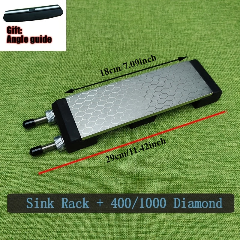 Oshxona va tashqarida foydalanish uchun olmos va qog'oz bilan qirqish asbobiga ega portativ pichoq silliqlash qurilmasi, olti burchakli naqsh va silikon asos bilan ta'minlangan.