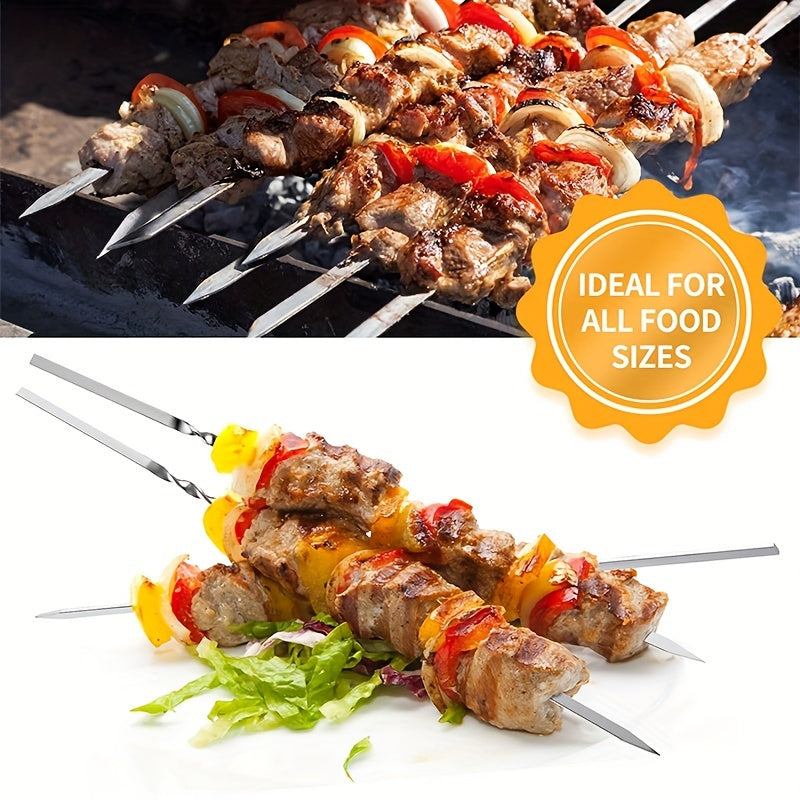 Stainless Steel Kebab Skewers Set of 30 or 50 Reusable Grill Skewers for BBQ Camping