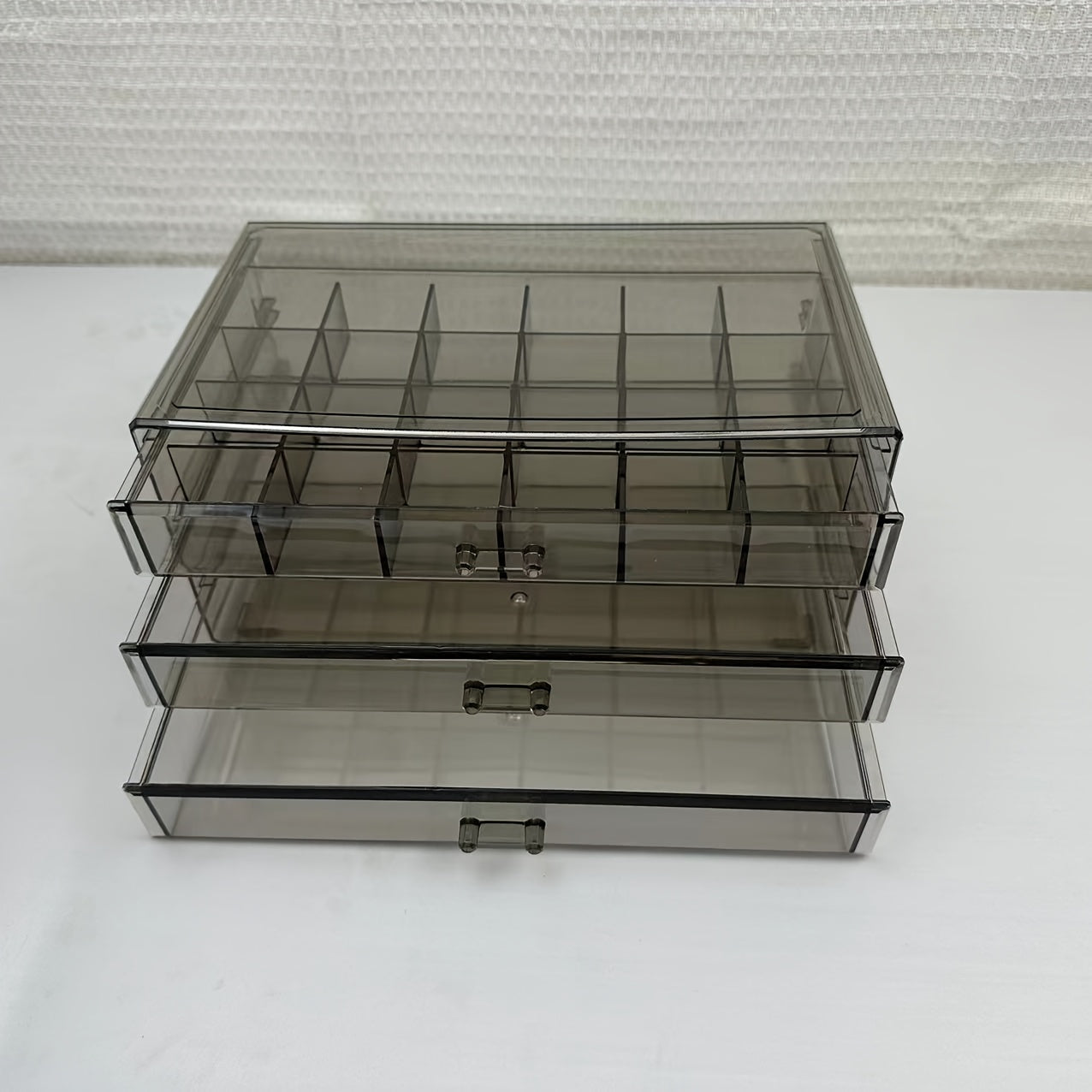 Organizador de joyería de acrílico de plástico con tres capas y 72 compartimentos