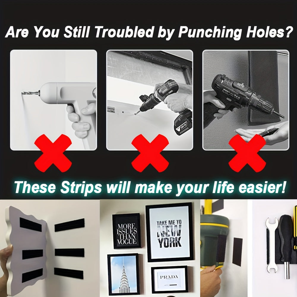 10 Sets Heavy Duty Adhesive Hook and Loop Tape Strips for Carpets Rugs Cushions