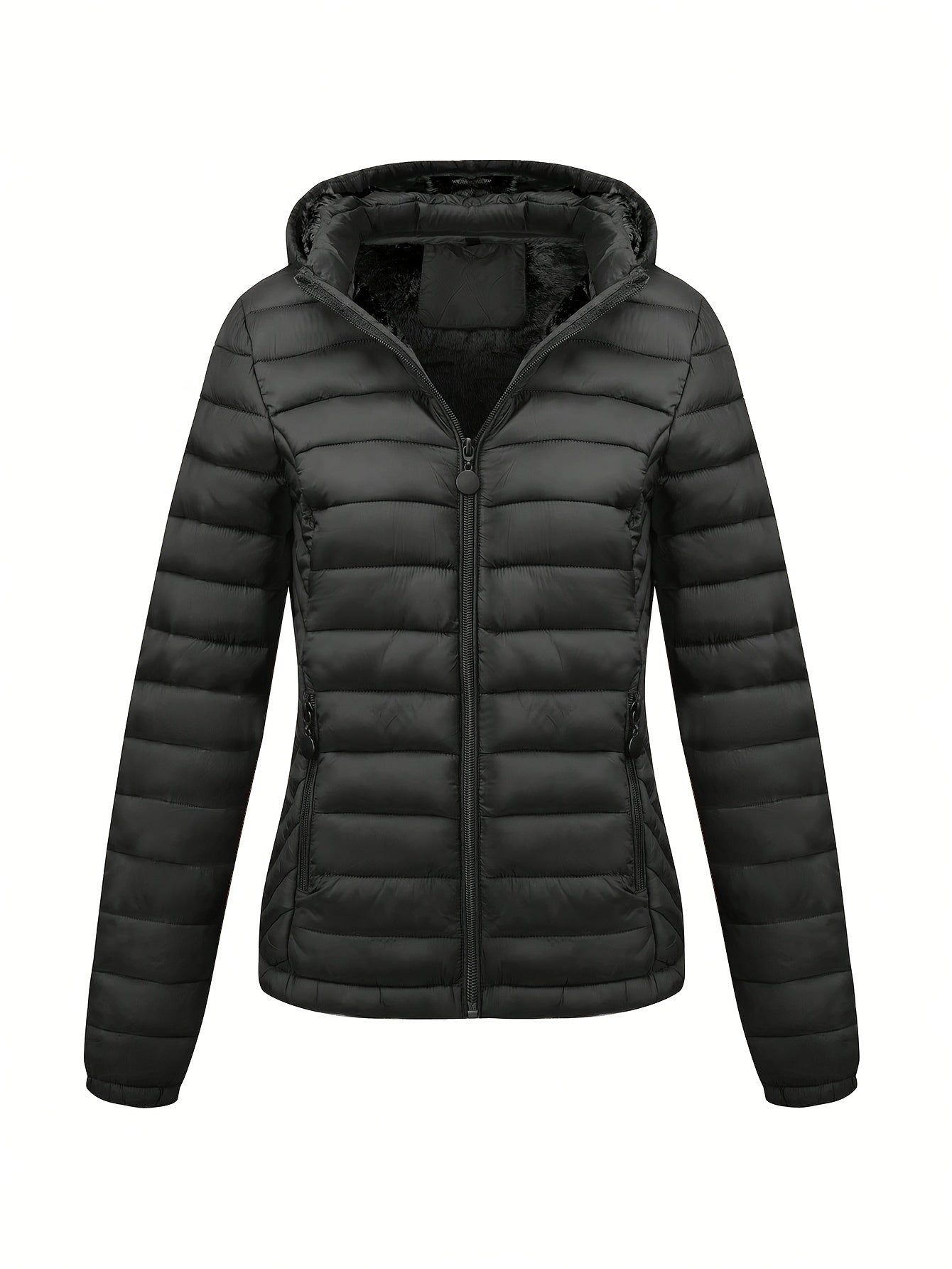 Women's Hooded Coat Lightweight Waterproof Casual Autumn Winter Puffer with Pockets