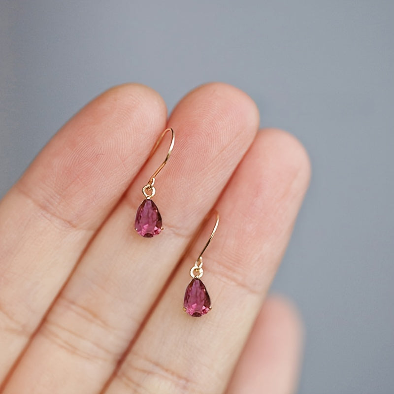 Pendientes colgantes de plata S925 hipoalergénica con estilo francés y ganchos en forma de lágrima