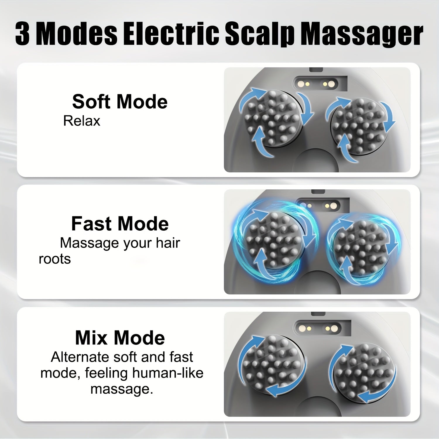 Electric Handheld Scalp Massager with 4 Claws USB Rechargeable Portable for Human and Pet Hair