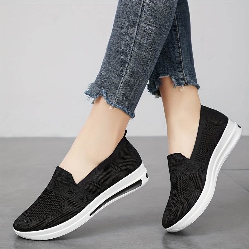 Women's Breathable Woven Sneakers Low Top Casual Shoes Solid Colors