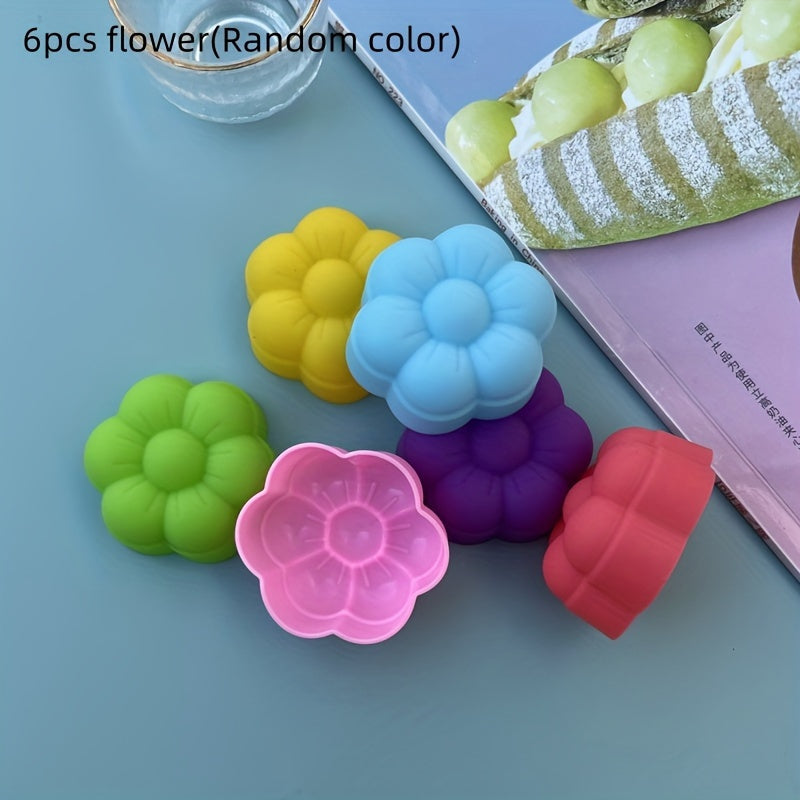 Set of 6 3D Flower Silicone Cake Molds for Jelly Pudding Candle Making