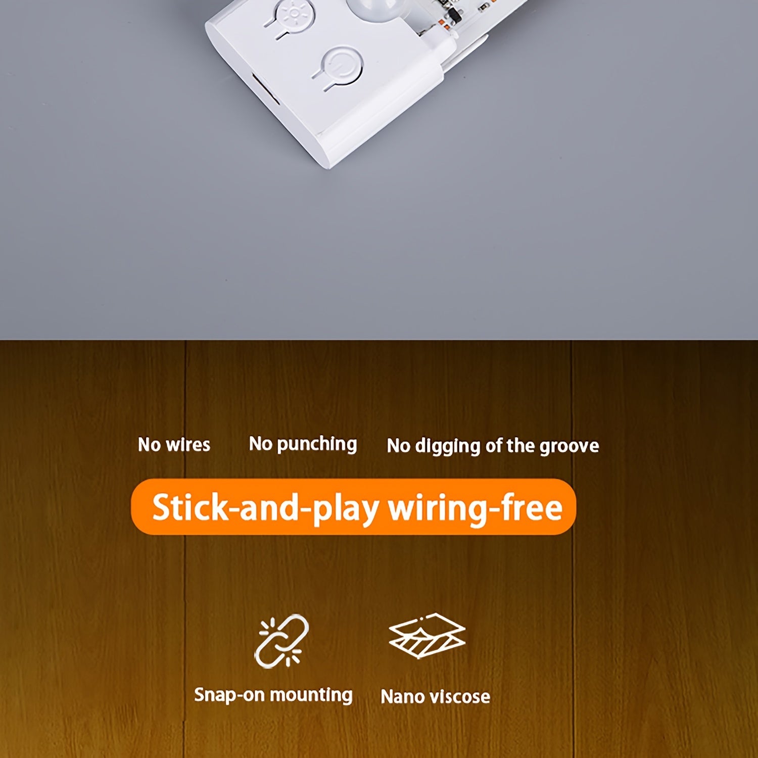 Ultra-Thin LED Light Strip with Human Body Sensing Multi-Mode Wall-Mounted Rechargeable for Kitchen Wardrobe Bedroom