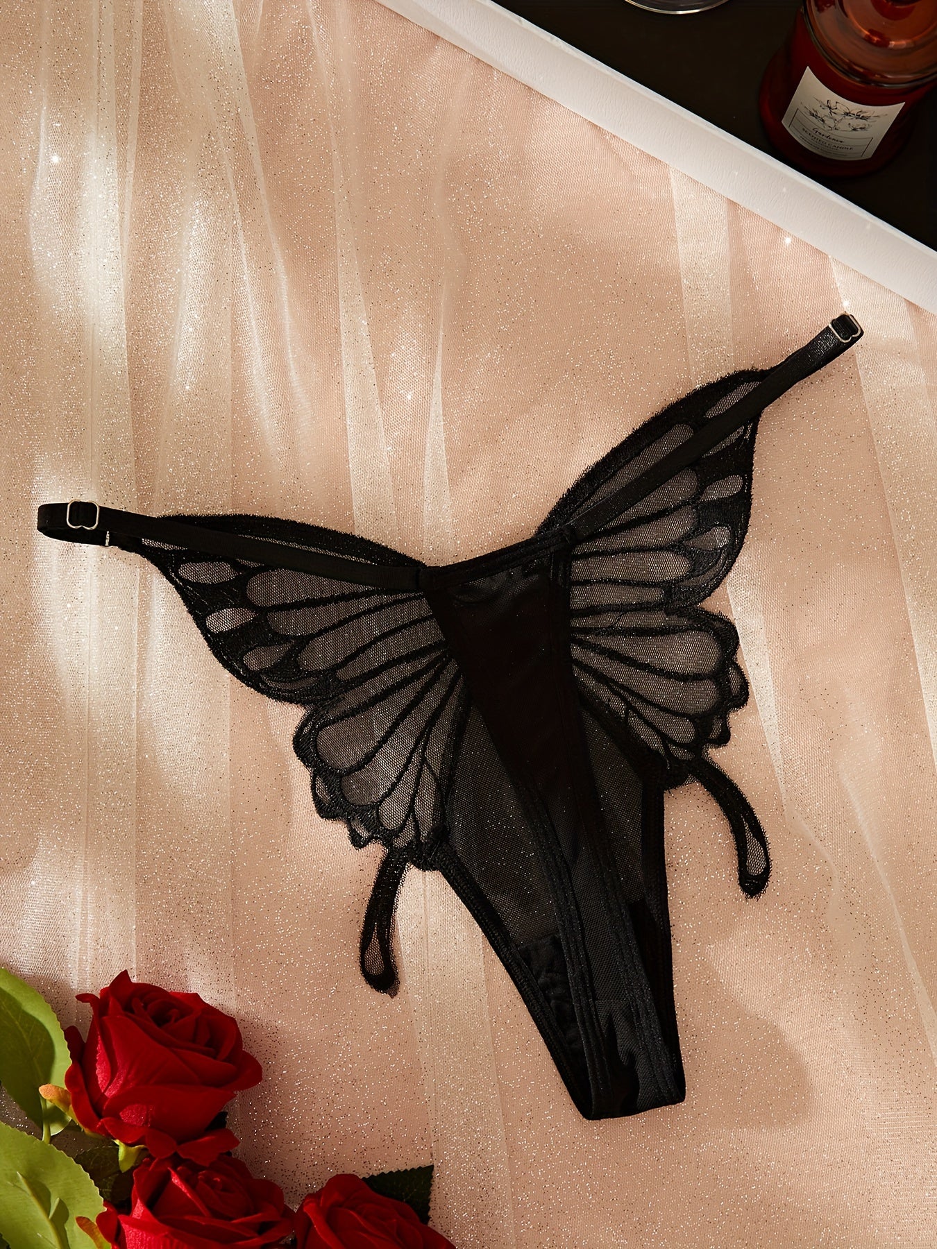 Sheer Embroidered Butterfly Thongs for Women Sexy Lingerie