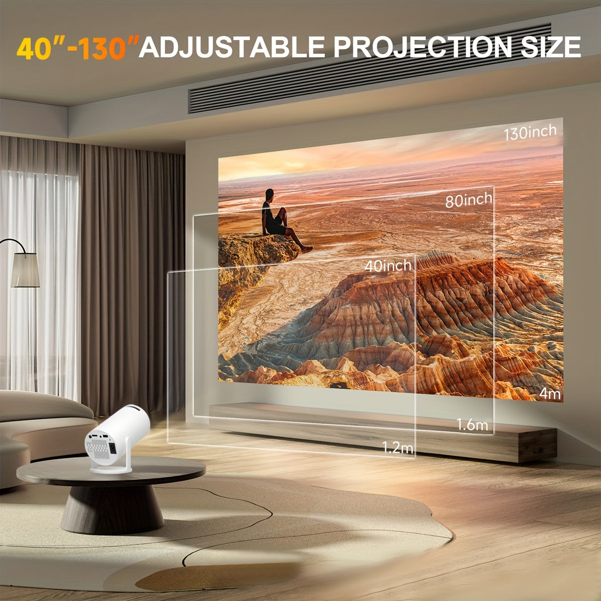 Mini Projector 4K Ultra Bright Portable with 180° Stand Home Office Party