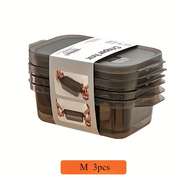 3 ta mikroto'lqinli xavfsiz plastik oziq-ovqat saqlash idishlari to'plami - ko'p maqsadli, xavfsiz klipli qopqoq, kvadrat dizayn, muzlatgich va mikroto'lqinli pechda foydalanish uchun xavfsiz, qulay oziq-ovqat saqlash uchun.