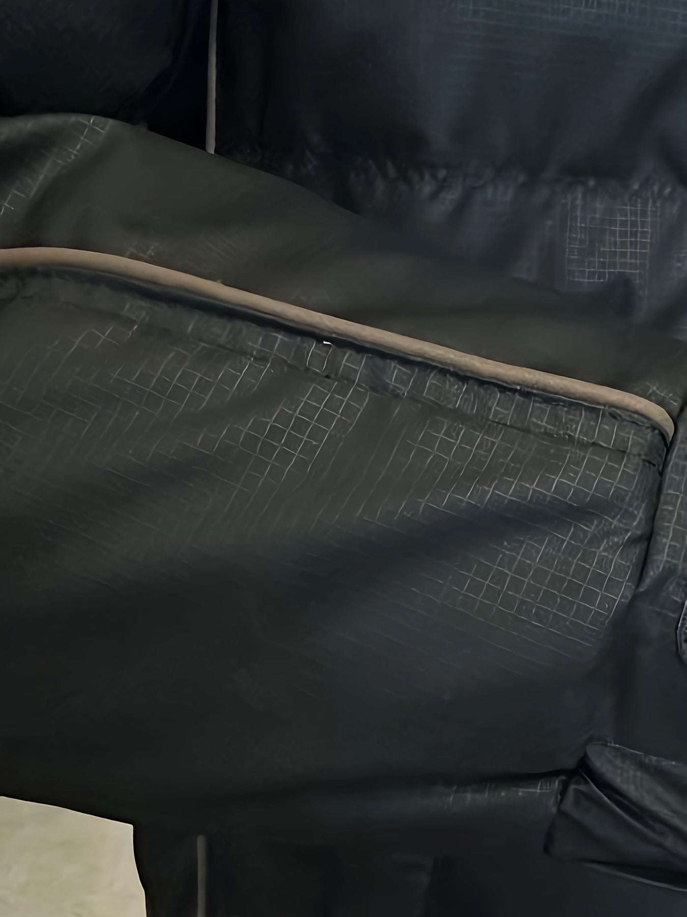 Men's Winter Jacket Black and Brown Stand Collar Zipper Pockets Polyester Filling