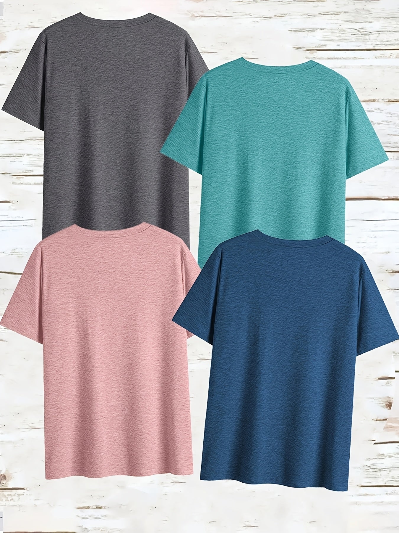 Women's V-Neck Short Sleeve T-Shirts Pack Breathable Casual Tops Black Pink Blue Teal