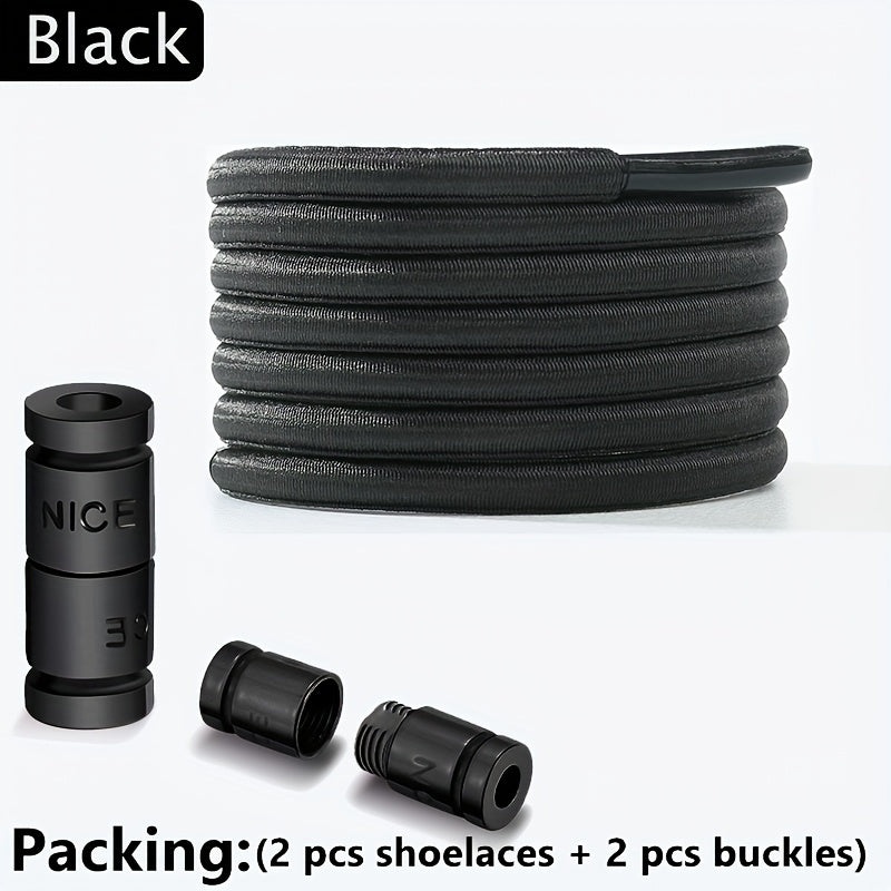 No-Tie Elastic Lace Shoes for Men and Women Quick-On Flat Shoe Laces