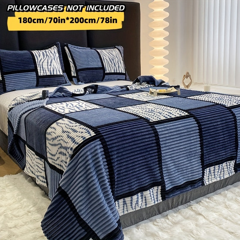 Yumshoq va qulay plush ko'rpa, plaid naqshiga ega, sayohat, divan, yotoq va uy bezatish uchun mukammal.