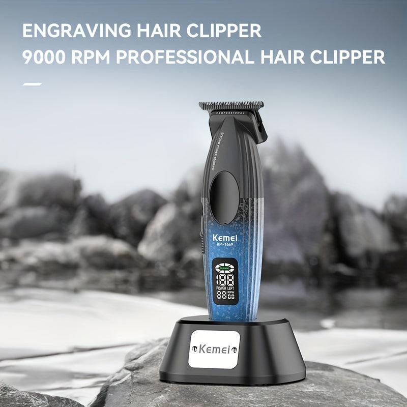 Professional Hair Clipper Set USB Rechargeable Lithium Battery Charging Stand Volcano Pattern Long-Lasting Battery