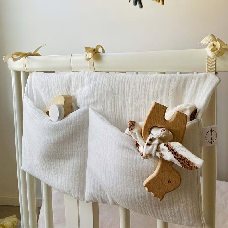 Baby Bedside Organizer Cotton with Double Layers and Pockets for Strollers and Gifts