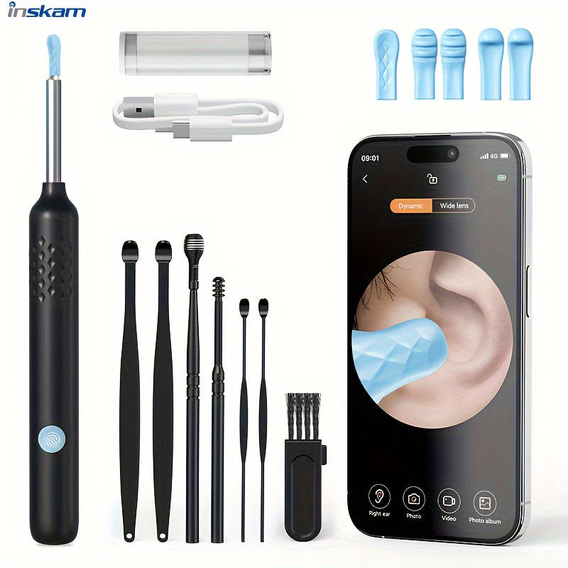 Wireless Visual Earwax Removal Tool with Camera Light Rechargeable Lithium Battery 6 Silicone Scoops