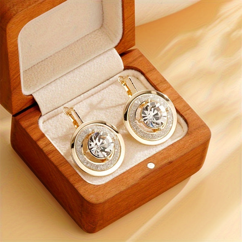 Gold-Plated Copper Earrings with Rhinestones for Women Stylish Jewelry for Everyday or Events