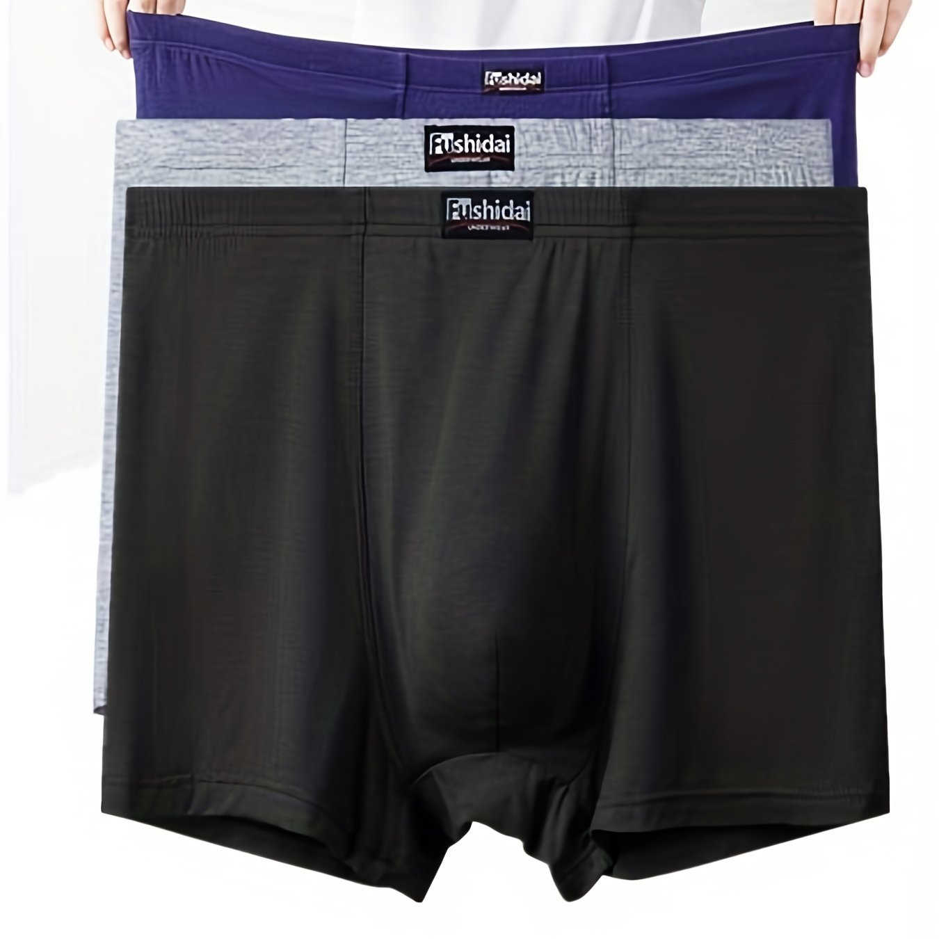 Men's Plus Size Modal Boxer Briefs Breathable Soft Casual Loose Underwear Set of 3