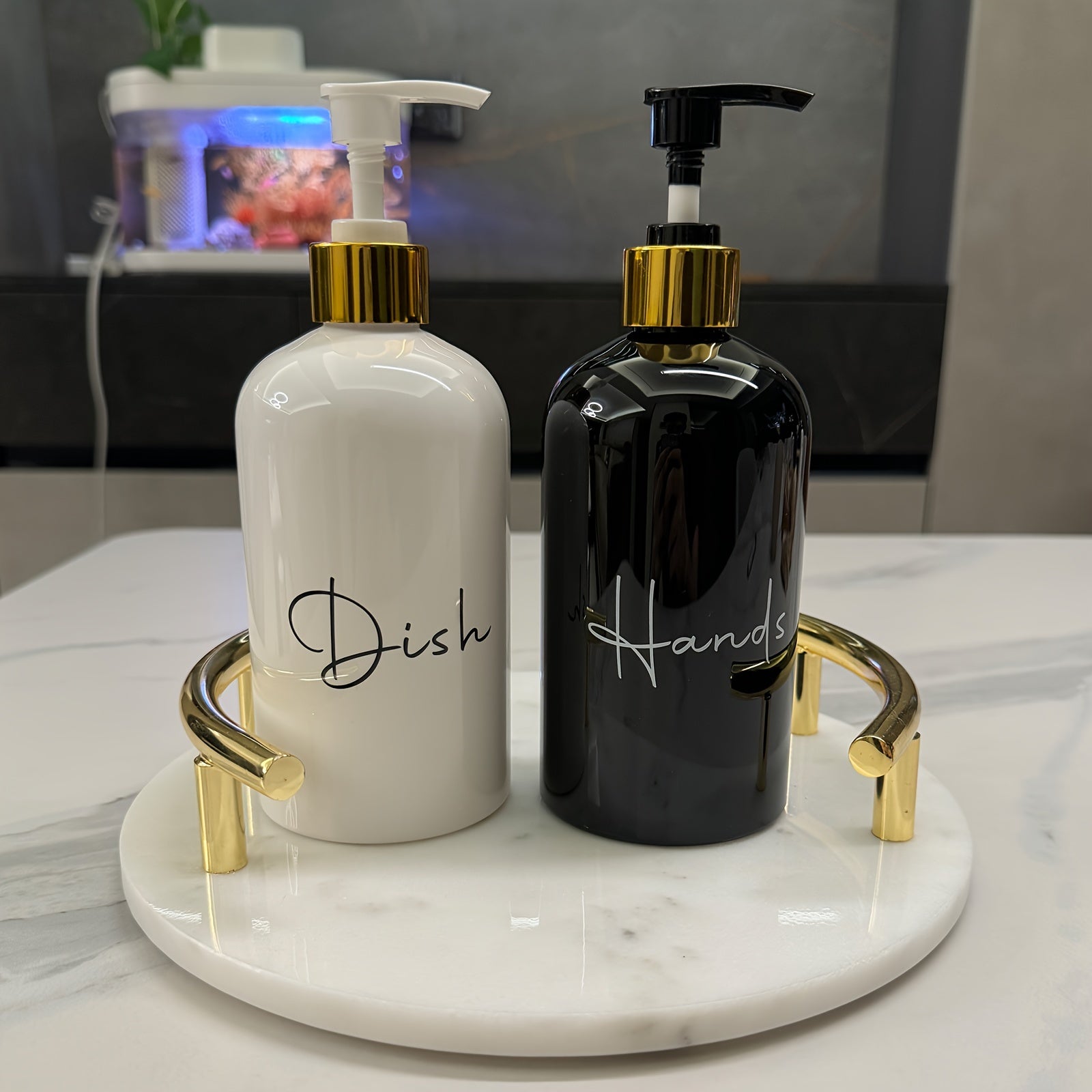 2-Pack 17 Oz Plastic Hand and Dish Soap Dispensers Refillable Lotion Bottles Kitchen Bathroom