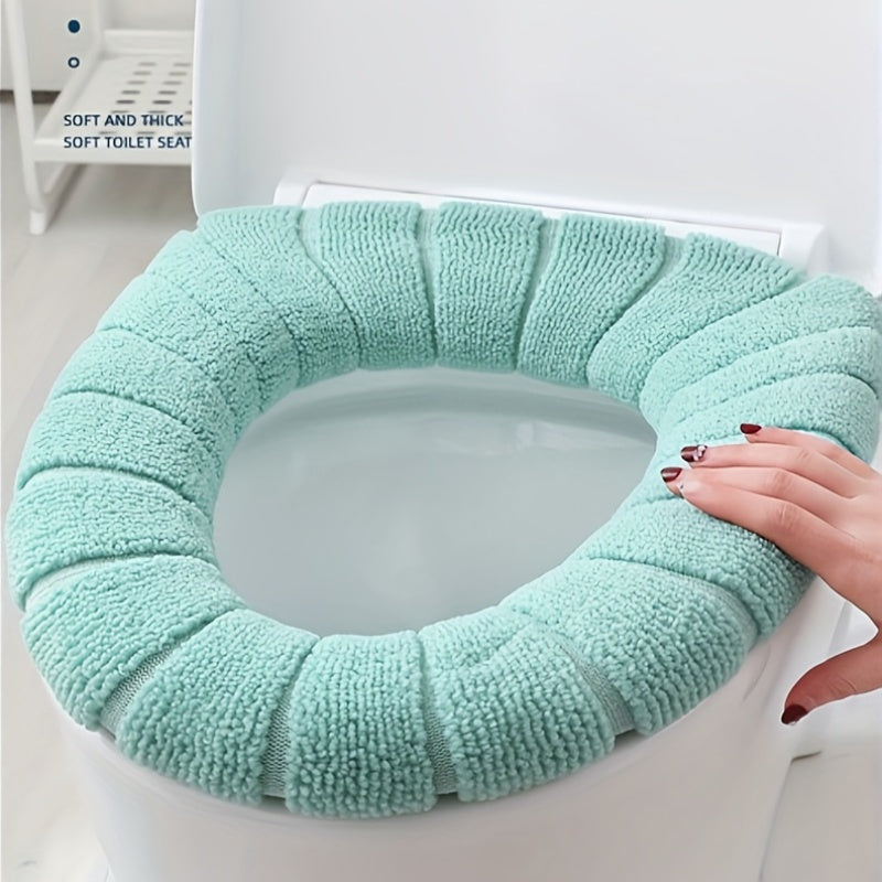 Funda de tapa de baño de tela de punto, sin electricidad, cojín cálido, poliéster