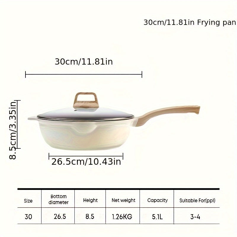 Sartén de chef de aluminio antiadherente de 24cm con tapa, recubrimiento cerámico libre de PFOA