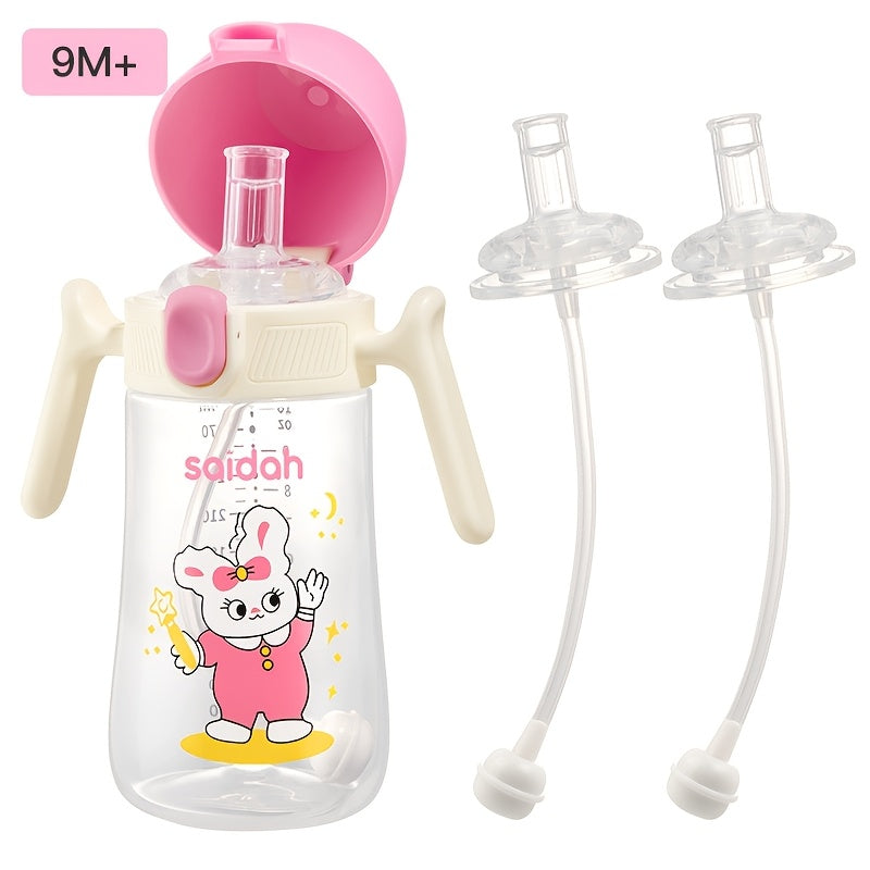 10oz Leak-Proof BPA-Free Silicone Feeding Bottle with Straw for Kids