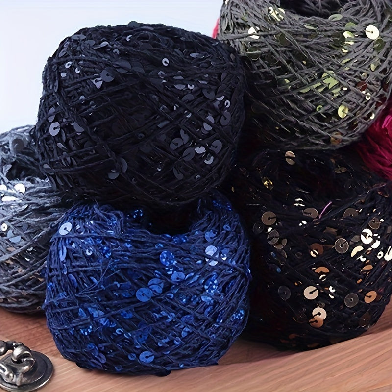 50g Sequin Cotton Yarn 3mm 6mm for Hand Sewing Crafts in Vibrant Colors
