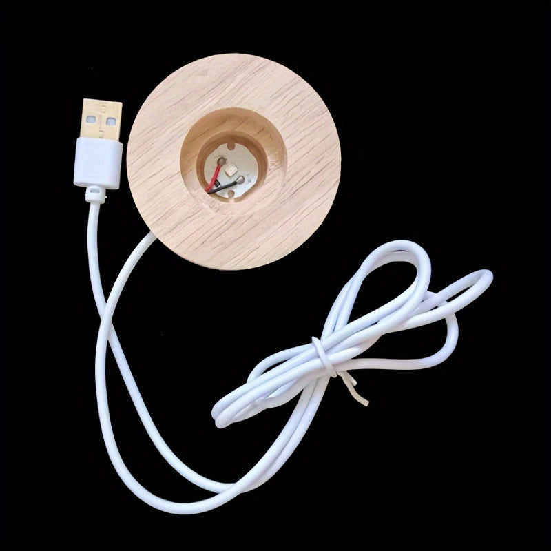 3D Shark Crystal Ball Night Light with Wooden LED Base USB Powered Bedroom Decor Gift