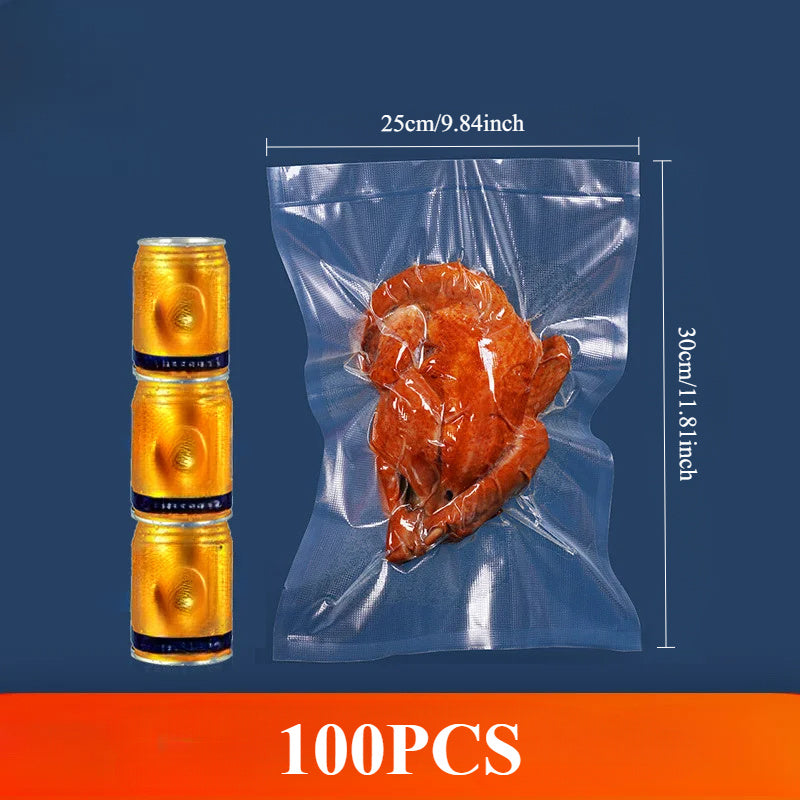 Qayta ishlatiladigan oziq-ovqat saqlash vakuumli qoplar 100 ta paket, yangi saqlash va tartib uchun