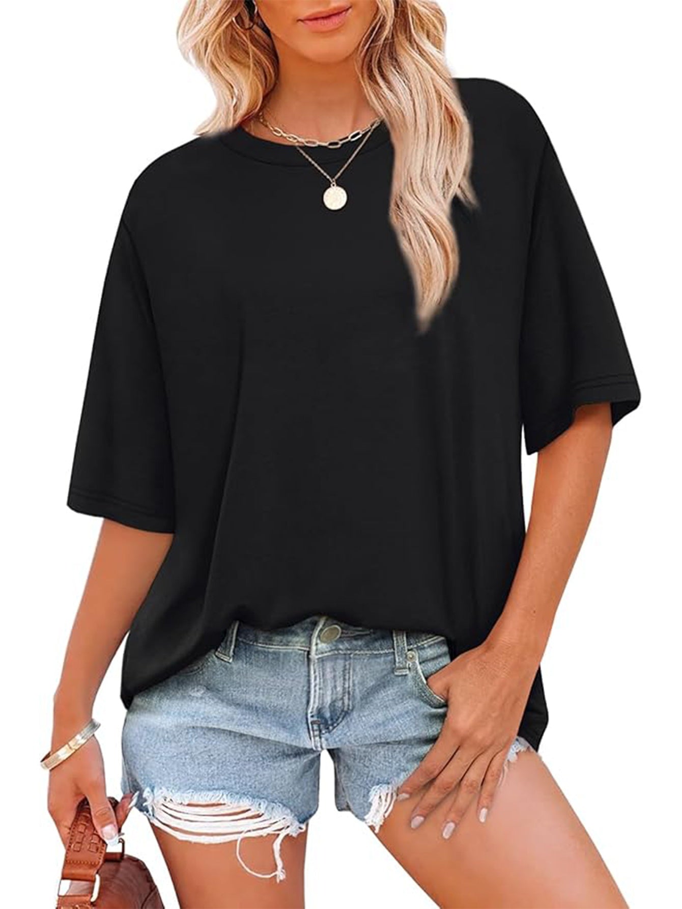 Women's Plus Size Loose Fit Short Sleeve T-Shirt Light Gray Casual Top